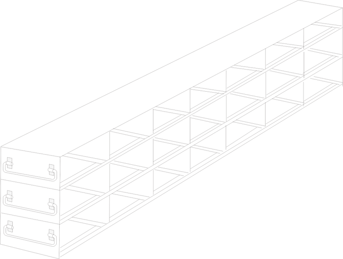 Crystal Industries - UFDH50-73 - Upright Freezer Drawer Rack for 50-Cell Hinged Top Plastic Boxes, 7x3 Configuration
