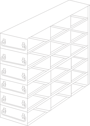 Crystal Industries - UFDHT-26 - Upright Freezer Drawer Rack for 100-Cell Hinged Plastic Boxes, 2x6 Configuration