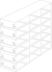 UFDHT-26 - Drawer Rack for 100-Cell Hinged Plastic Boxes, 2x6 Configuration