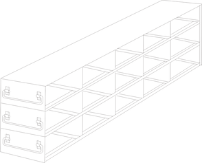 UFDML-53 - Drawer Freezer Rack for SBS Formatted Boxes, 5x3 Configuration
