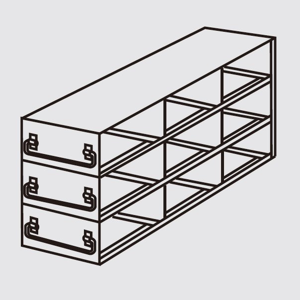 Crystal Industries - UFDMM-33 - Upright Freezer Drawer Rack for SBS Formatted Boxes, 3x3 Configuration