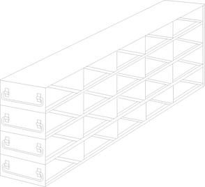 UFDMX-542 - Drawer Freezer Rack for SBS Formatted Boxes, 5x4 Configuration