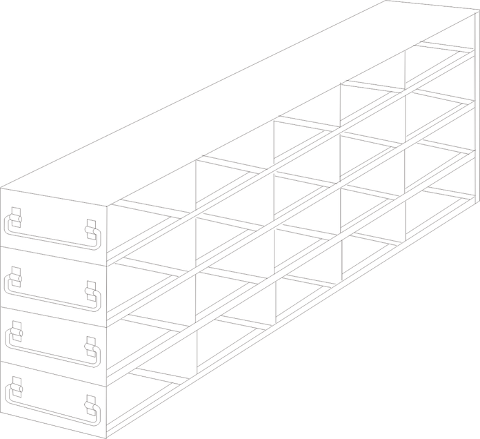 Crystal Industries - UFDMX-542 - Upright Freezer Drawer Rack for SBS Formatted Boxes, 5x4 Configuration