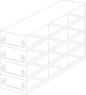 UFDPCR-34 - Drawer Rack for 0.2ml Tube 96-Well PCR Boxes, 3x4 Configuration