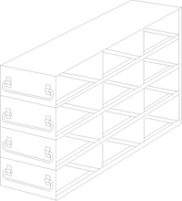 Crystal Industries - UFDPCR-34 - Upright Freezer Drawer Rack for 0.2ml Tube 96-Well PCR Boxes, 3x4 Configuration
