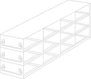 Crystal Industries - UFDPCR-43 - Upright Freezer Drawer Rack for 0.2ml Tube 96-Well PCR Boxes, 4x3 Configuration