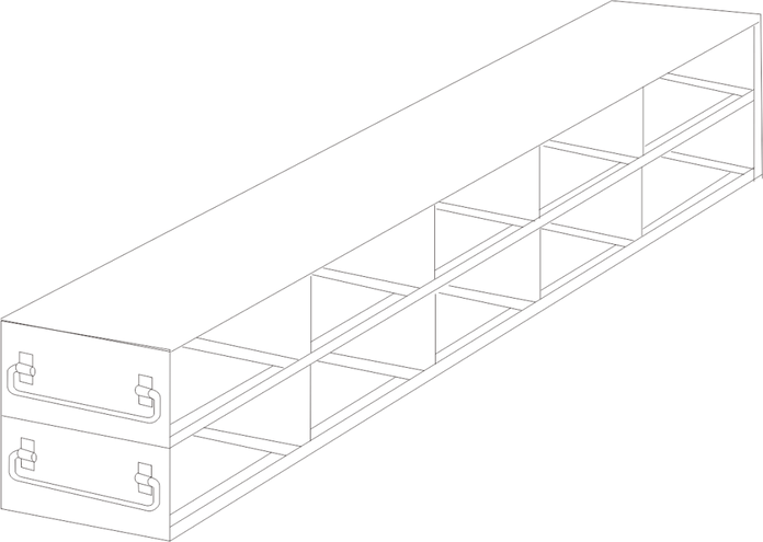 Crystal Industries - UFDPCR-52 - Upright Freezer Drawer Rack for 0.2ml Tube 96-Well PCR Boxes, 5x2 Configuration