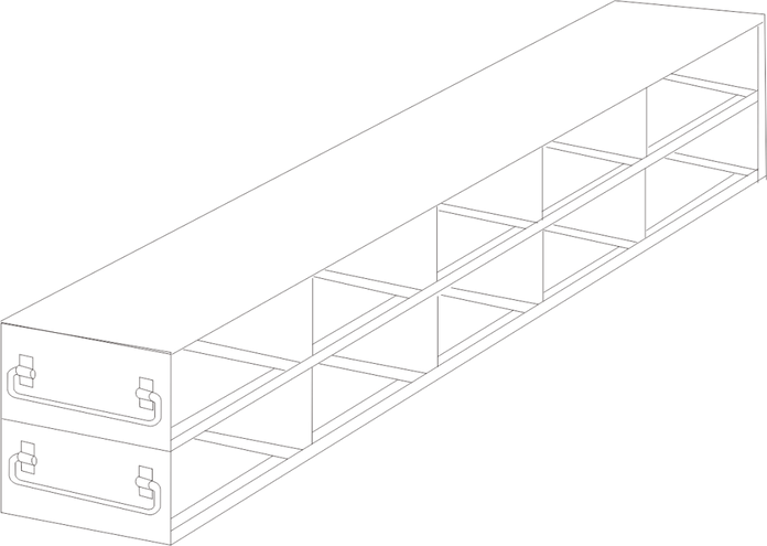 UFDPCR-52 - Upright Freezer Drawer Rack for 0.2ml Tube 96-Well PCR Boxes, 5x2 Configuration