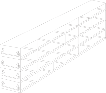 Crystal Industries - UFDPCR-64 - Upright Freezer Drawer Rack for 0.2ml Tube 96-Well PCR Boxes, 6x4 Configuration