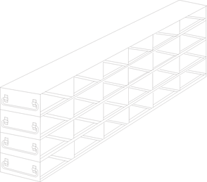 Crystal Industries - UFDPCR-64 - Upright Freezer Drawer Rack for 0.2ml Tube 96-Well PCR Boxes, 6x4 Configuration
