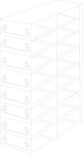 Crystal Industries - UFDS-100-28 - Upright Freezer Drawer Rack for 100-Place Slide Boxes, 2x8 Configuration