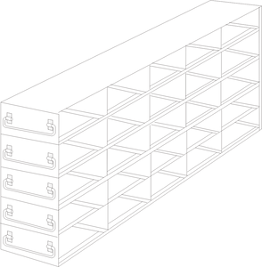 Crystal Industries - UFDS-25-55 - Upright Freezer Drawer Rack for 25-Place Slide Boxes, 5x5 Configuration