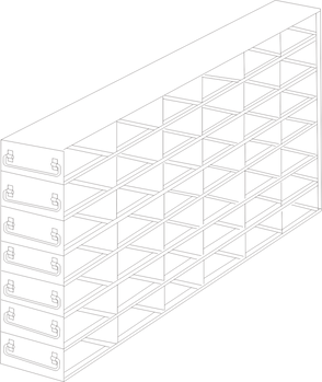 Crystal Industries - UFDS-25-67 - Upright Freezer Drawer Rack for 25-Place Slide Boxes, 6x7 Configuration