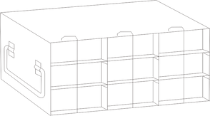 Crystal Industries - UFH50-33 - Upright Freezer Rack for 50-Cell Hinged Top Plastic Boxes, 3x3 Configuration
