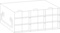 Crystal Industries - UFH50-33 - Upright Freezer Rack for 50-Cell Hinged Top Plastic Boxes, 3x3 Configuration