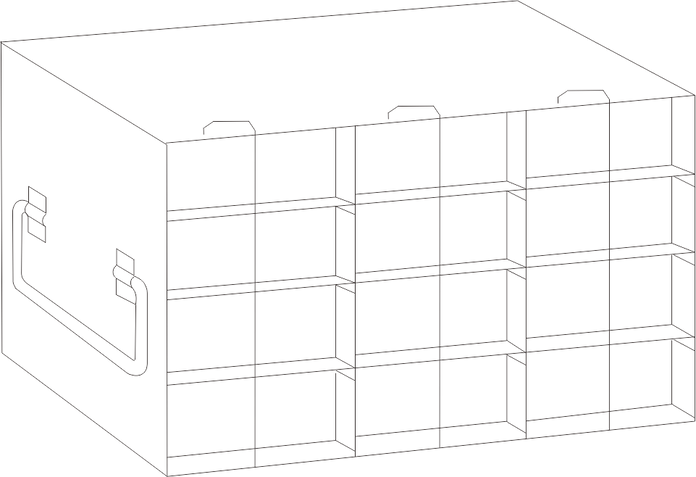 Crystal Industries - UFH50-34 - Upright Freezer Rack for 50-Cell Hinged Top Plastic Boxes, 3x4 Configuration