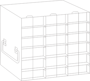 Crystal Industries - UFH50-36 - Upright Freezer Rack for 50-Cell Hinged Top Plastic Boxes, 3x6 Configuration