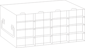 Crystal Industries - UFH50-44 - Upright Freezer Rack for 50-Cell Hinged Top Plastic Boxes, 4x4 Configuration