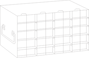 Crystal Industries - UFH50-45 - Upright Freezer Rack for 50-Cell Hinged Top Plastic Boxes, 4x5 Configuration