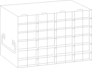 Crystal Industries - UFH50-46 - Upright Freezer Rack for 50-Cell Hinged Top Plastic Boxes, 4x6 Configuration
