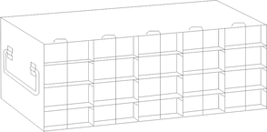 Crystal Industries - UFH50-54 - Upright Freezer Rack for 50-Cell Hinged Top Plastic Boxes, 5x4 Configuration