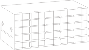 Crystal Industries - UFH50-55 - Upright Freezer Rack for 50-Cell Hinged Top Plastic Boxes, 5x5 Configuration