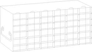 Crystal Industries - UFH50-66 - Upright Freezer Rack for 50-Cell Hinged Top Plastic Boxes, 6x6 Configuration