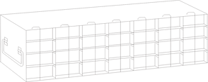 UFH50-74 - Rack for 50-Cell Hinged Top Plastic Boxes, 7x4 Configuration