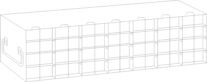 Crystal Industries - UFH50-74 - Upright Freezer Rack for 50-Cell Hinged Top Plastic Boxes, 7x4 Configuration