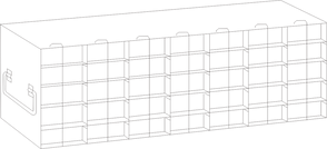Crystal Industries - UFH50-75 - Upright Freezer Rack for 50-Cell Hinged Top Plastic Boxes, 7x5 Configuration