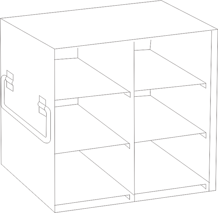 Crystal Industries - UFHT-23 - Upright Freezer Rack for 100-Cell Hinged Top Plastic Boxes, 2x3 Configuration