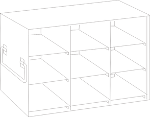 UFHT-33 - Upright Freezer Rack for 100-Cell Hinged Top Plastic Boxes, 3x3 Configuration