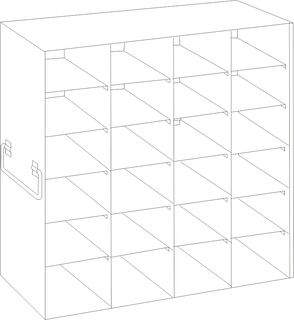 UFHT-46 - Upright Freezer Rack for 100-Cell Hinged Top Plastic Boxes, 4x6 Configuration