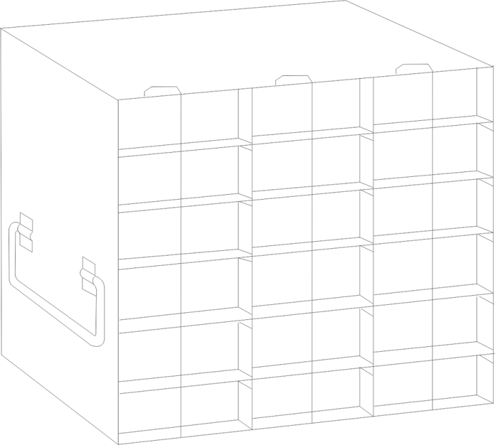 Crystal Industries - UFPCR-36L - Upright Freezer Rack for 0.2ml Tube 96-Well PCR Boxes, 3x6 Configuration