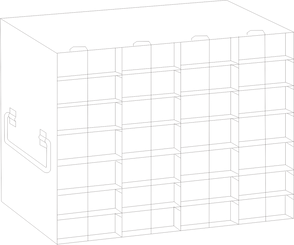 Crystal Industries - UFPCR-47L - Upright Freezer Rack for 0.2ml Tube 96-Well PCR Boxes, 4x7 Configuration