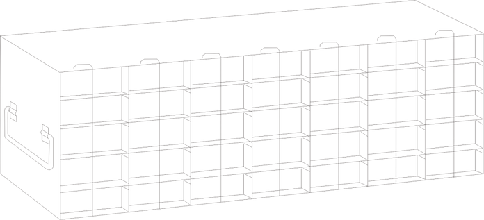 Crystal Industries - UFPCR-75L - Upright Freezer Rack for 0.2ml Tube 96-Well PCR Boxes, 7x5 Configuration