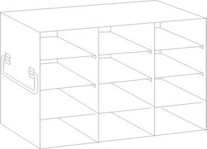 Crystal Industries - UFS-25-34 - Upright Freezer Rack for 25-Place Slide Boxes, 3x4 Configuration
