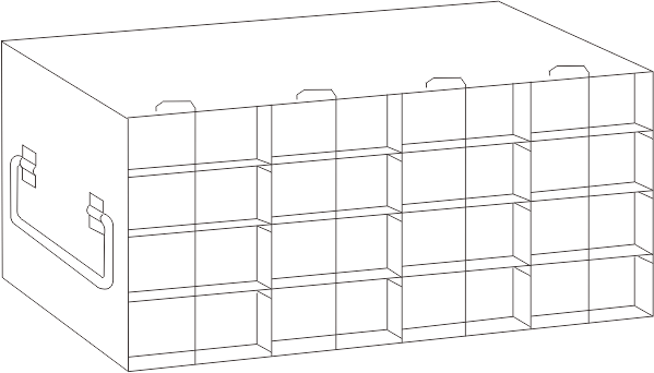 Crystal Industries - UFTB-44L - Upright Freezer Rack for 96-Well Microtube Boxes, 4x4 Configuration