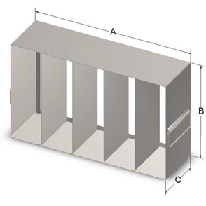 Custom Biogenic Systems - UMP619-MS - Upright Stainless Steel Multiple Shelf Rack for 96-Well & 384-Well Microtiter Plates with Handles (21.93"D X 9.23"H X 5.5"W)
