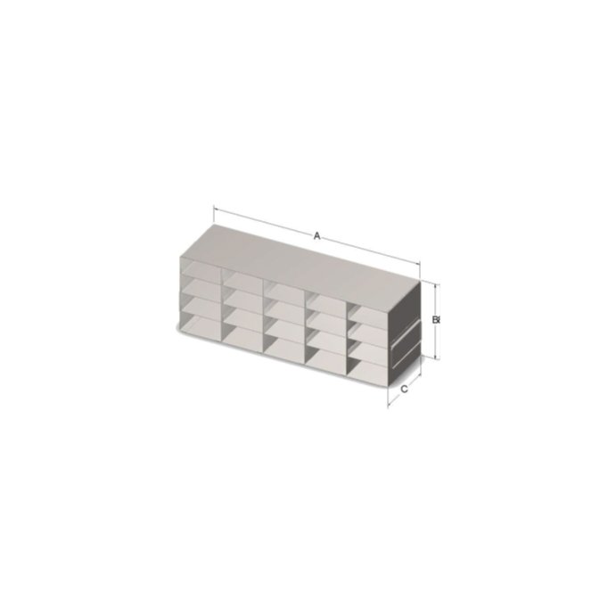 Custom Biogenic Systems - UPCR-54 - Upright Stainless Steel Freezer Rack for 0.2ml Tube 96 Well PCR Storage Boxes and Matrix TraMate 0.75ml Latch Rack Boxes with Handles (SBS Footprint), 20 Boxes