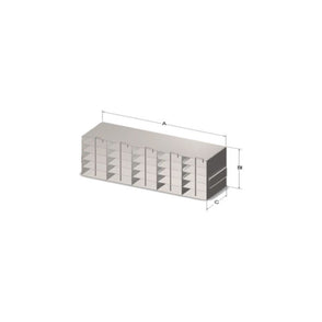 Custom Biogenic Systems - UPCR-78LR - Upright Stainless Steel Freezer Rack for 0.2ml Tube 96 Well PCR Storage Boxes and Matrix TraMate 0.5ml Latch Rack Boxes with Locking Rods and Handles (SBS Footprint) (25.58"D X 12.72"H X 5.5"W)
