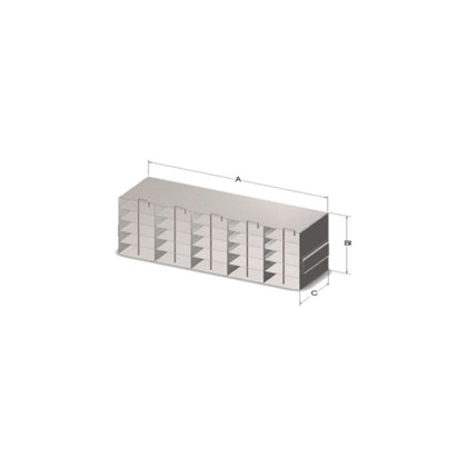 Custom Biogenic Systems - UPCR-78LR - Upright Stainless Steel Freezer Rack for 0.2ml Tube 96 Well PCR Storage Boxes and Matrix TraMate 0.5ml Latch Rack Boxes with Locking Rods and Handles (SBS Footprint) (25.58"D X 12.72"H X 5.5"W)