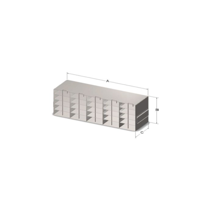 Custom Biogenic Systems - UPCR-66LR - Upright Stainless Steel Freezer Rack for 0.2ml Tube 96 Well PCR Storage Boxes and Matrix TraMate 0.5ml Latch Rack Boxes with Locking Rods and Handles (SBS Footprint) (22"D X 9.35"H X 5.5"W)