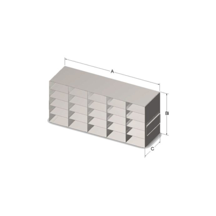 Custom Biogenic Systems - UPCR-75 - Upright Stainless Steel Freezer Rack for 0.2ml Tube 96 Well PCR Storage Boxes and Matrix TraMate 0.5ml Latch Rack Boxes with Hanles (SBS Footprint) (25.58"D X 7.97"H X 5.5"W)