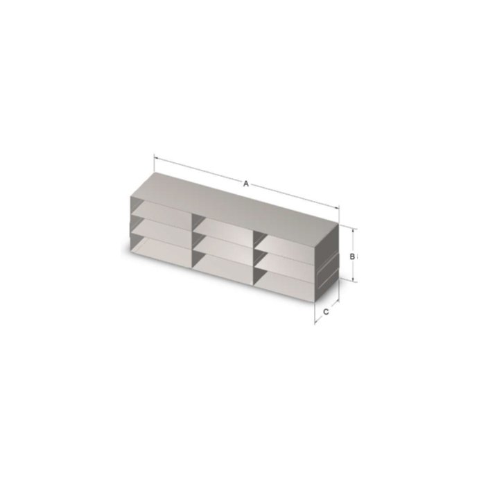 Custom Biogenic Systems - UPR - Upright Stainless Steel Freezer Rack for 1.875" High Plasma Boxes with Handles
