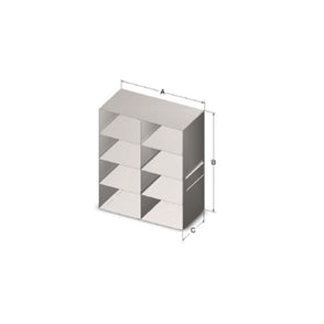 Custom Biogenic Systems - URO233-75L - Upright Stainless Steel Drawer Rack for Large 3.75" High Boxes with Handles, 6-Box (2 Long 3 High)