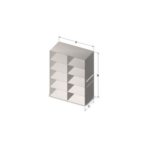 Custom Biogenic Systems - URO553L - Upright Stainless Steel Racks with Handles for Large 3" High Boxes, 25-Box (5 Long 5 High)