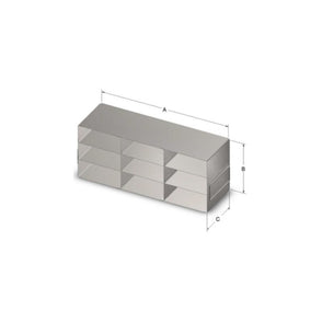 Custom Biogenic Systems - URO523 - Upright Stainless Steel Rack with Handles for Standard 3" High Boxes, 15-Box (5 Long 3 High)
