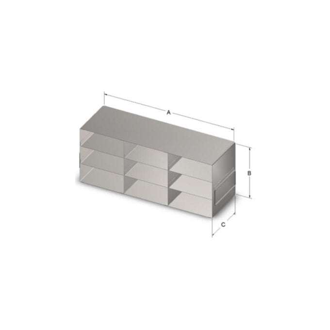 Custom Biogenic Systems - URO253 - Upright Stainless Steel Rack with Handles for Standard 3" High Boxes, 10-Box (2 Long 5 High)