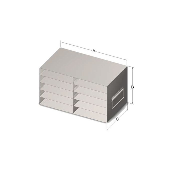Custom Biogenic Systems - USB-100S - Upright Stainless Steel Freezer Rack for 1.375" High, 100-Place Slide Boxes with Handles
